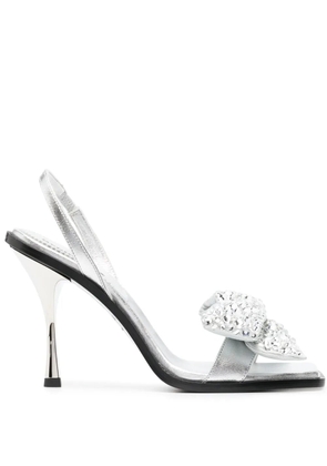 DSQUARED2 bow-detail sqaure-toe sandals - Silver