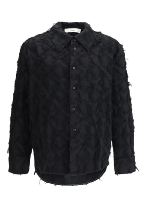 Séfr fringed twill long-sleeve shirt - Black