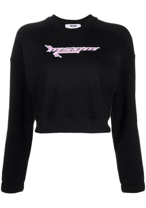 MSGM logo-print cropped sweatshirt - Black