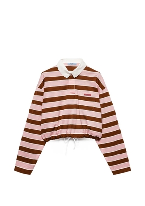Prada striped long-sleeve polo top - Pink