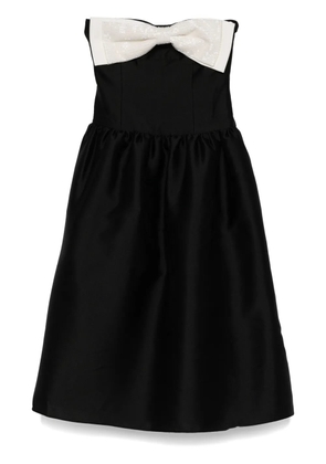 Self-Portrait taffeta contrast-bow midi dress - Black