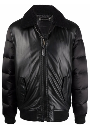 Philipp Plein padded-leather bomber jacket - Black