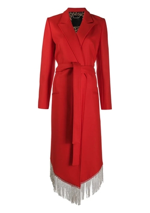 Philipp Plein Nara Crystal Fringel Coat - Red