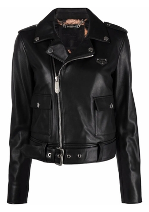 Philipp Plein leather biker jacket - Black