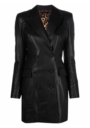 Philipp Plein fitted leather coat - Black