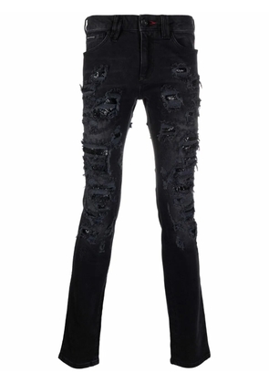 Philipp Plein mesh ripped-detail jeans - Black