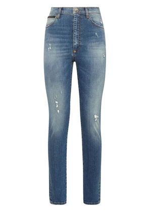 Philipp Plein high-rise skinny ripped-detail jeans - Blue