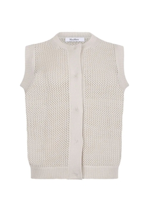 Max Mara Nome open knit button vest - Neutrals