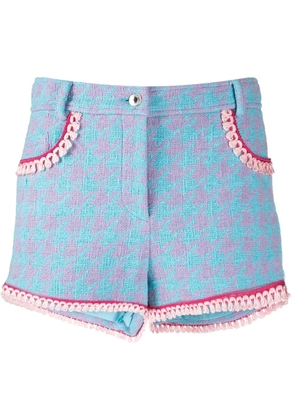 Moschino houndstooth-print short shorts - Blue