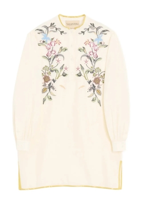 Valentino Garavani floral-embroidered linen mini dress - Neutrals