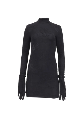 Balenciaga Pre-Owned floral-embroidered high-neck dress - Black