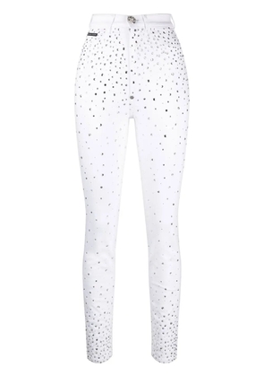 Philipp Plein rhinestone-embellished skinny jeans - White