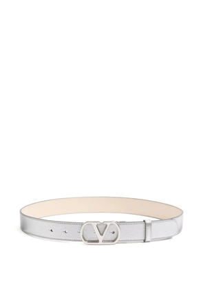 Valentino Garavani VLogo Signature leather belt - Silver