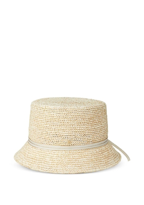 Maison Michel Lila ribbon straw hat - Neutrals