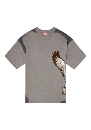 Diesel T-BOXT-PEELOFF eagle-print panelled T-shirt - Grey