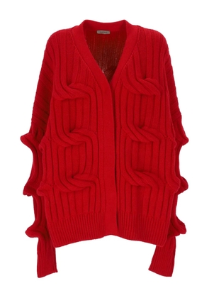 MRZ cable-knit wool cardigan - Red