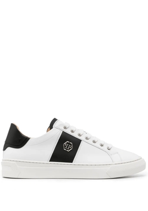 Philipp Plein logo-plaque leather sneakers - White