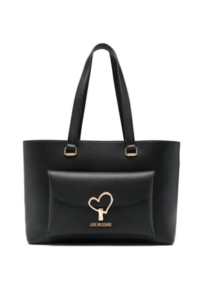 Love Moschino heart appliqué tote bag - Black