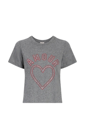 Cinq A Sept Crystal Amour Heart shrunken T-shirt - Grey