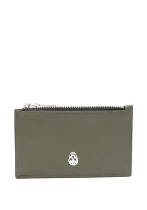 Alexander McQueen Skull-detail zip card holder - Green