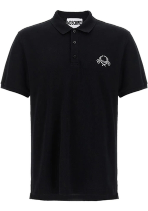 Moschino logo-embroidered polo shirt - Black