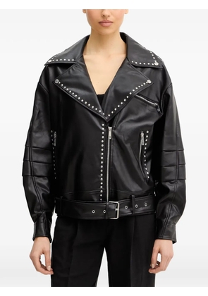 FRACOMINA stud-embellished zip-up biker jacket - Black
