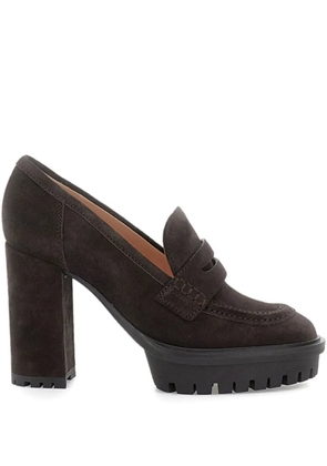 Gianvito Rossi loafer-style platform heeled pumps - Brown