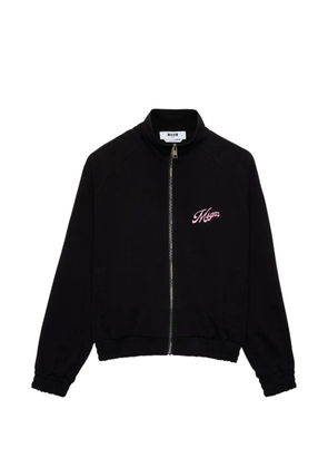 MSGM embroidered zip sweatshirt - Black