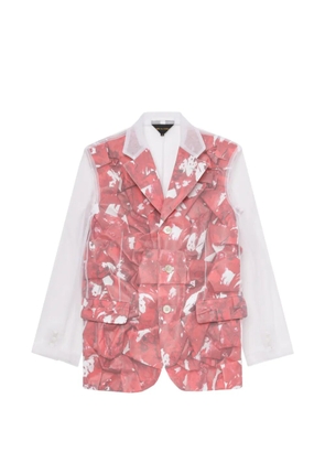 Comme Des Garçons printed sheer blazer - White