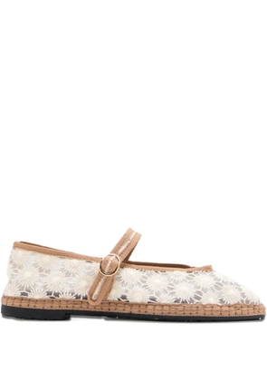 FLABELUS Pierre Sun Flower buckle espadrilles - White