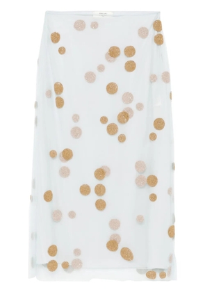 FENDI bead-embellished tulle midi skirt - Blue