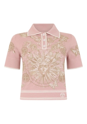 Philipp Plein embroidery butterfly tattoo polo shirt - Pink