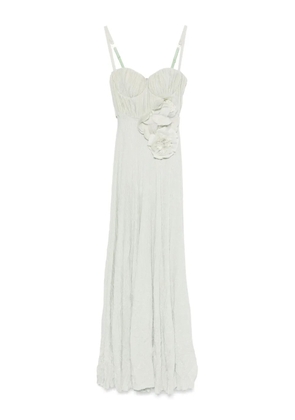 Elisabetta Franchi floral-embroidery lurex gown - Green