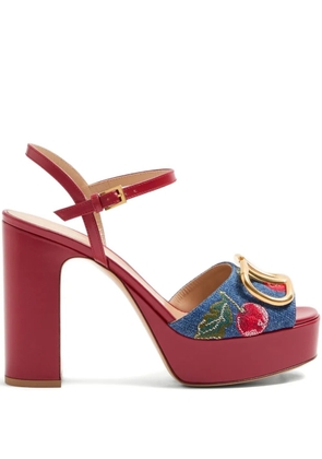 Valentino Garavani cherryfic-embroidery vlogo-signature platform sandals - Blue