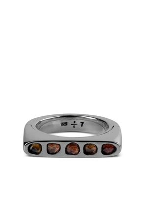 Parts of Four sterling silver Sistema sapphire ring