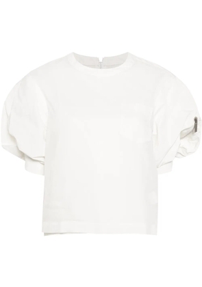 sacai puff-sleeved panelled blouse - White