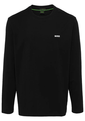 BOSS GREEN HUGO BOSS rubberised-logo long-sleeve T-shirt - Black