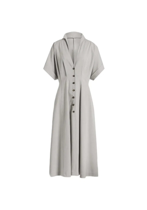 Alberta Ferretti buttoned V-neck dress - Grey