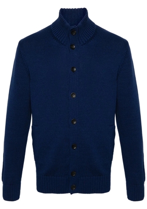 Zanone ribbed-knit cotton cardigan - Blue