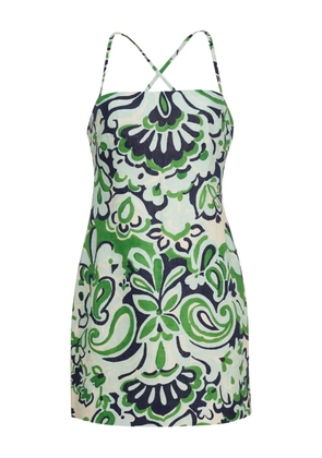 Cara Cara geometric-print cross-back mini day dress - Green