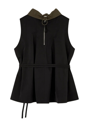TOMBOY plissé peplum sleeveless top - Black