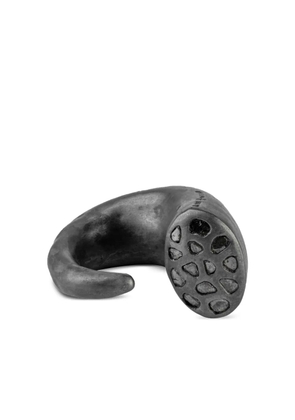 Parts of Four oxidised silver Giant Horn diamond ring - Black