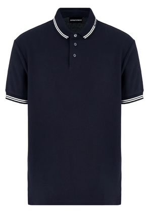 Emporio Armani logo-collar polo shirt - Blue