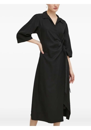 SAMSOE SAMSOE wrap-around quarter-sleeve midi dress - Black