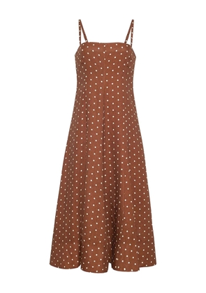 Cara Cara polka-dot midi day dress - Brown