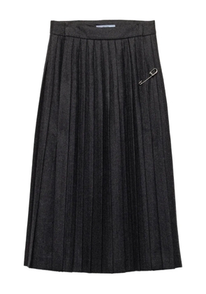 Prada pleated safety-pin midi skirt - Grey