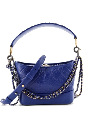 CHANEL Pre-Owned Gabrielle with Logo Handle Quilted Aged Calfskin Small hobo bag - Blue