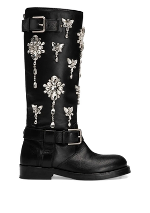 Dolce & Gabbana crystal-embellished buckle boots - Black