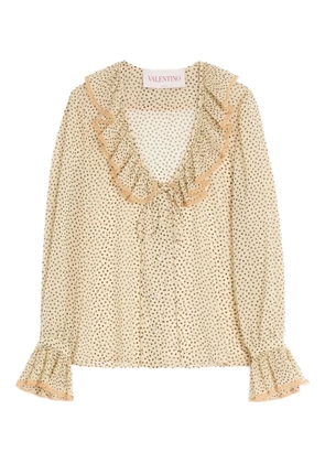 Valentino Garavani Plusdepois-print georgette shirt - Neutrals