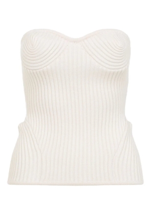 Jean Paul Gaultier ribbed sweetheart top - White